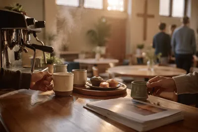 Welcoming Church Coffee Bar Fellowship Scene