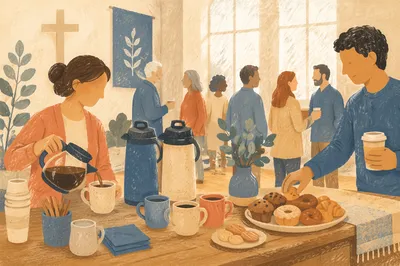 Welcoming Church Coffee Fellowship After Service