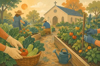 Church Community Garden at Sunrise