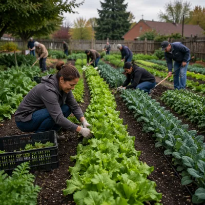 Church Community Garden with Growing Vegetables