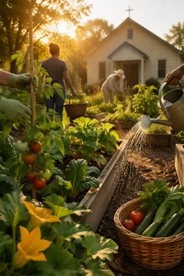 Church Community Garden at Sunrise