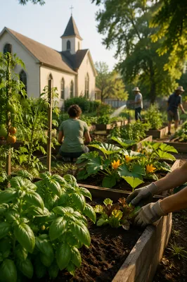 Church Community Garden in Morning Light