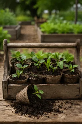 Church Community Garden Seedling Tray Close-Up