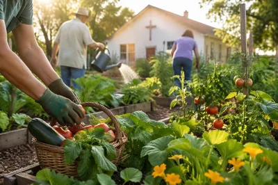Early Morning Church Community Garden Harvest