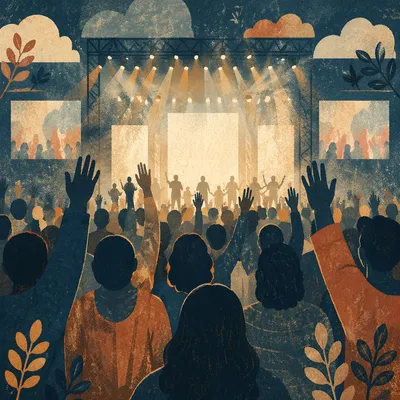 Worship Night Crowd in Church Auditorium