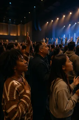 Worship Concert Crowd in Modern Auditorium