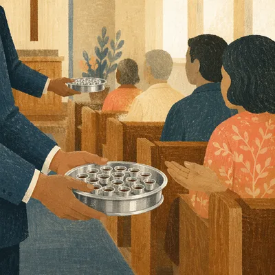 Deacon Serving Communion in Quiet Chapel