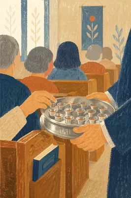 Deacon Serving Communion in Quiet Chapel