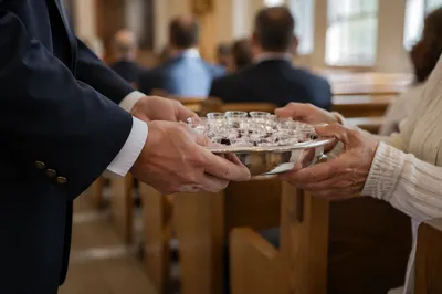 Deacon Serving Communion in Quiet Chapel