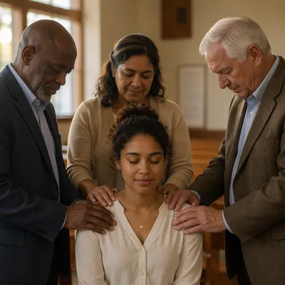 Elders Praying Over Young Woman