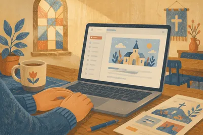 Church Newsletter Inbox on Volunteer Laptop