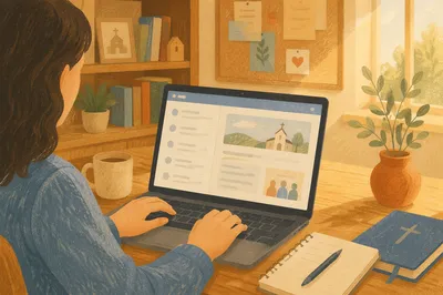 Church Newsletter Email Inbox on Laptop