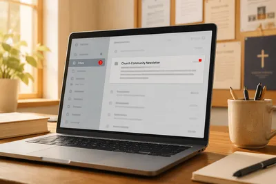 Church Newsletter Inbox on Laptop Screen