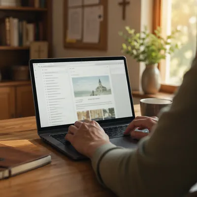 Church Newsletter Email Inbox on Laptop