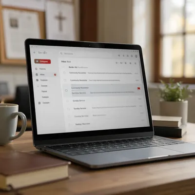 Church Email Newsletter on Laptop Screen