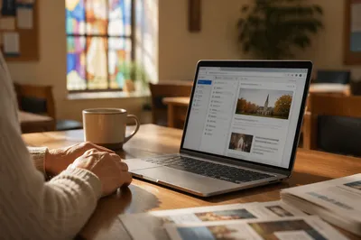 Church Newsletter Email Inbox on Laptop