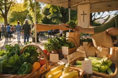 Church Farmers Market Outreach Booth at Sunrise