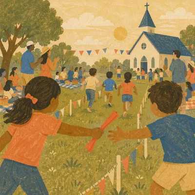 Church Field Day Relay Race Celebration