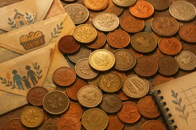 Church Budgeting Class Coins Flat Lay