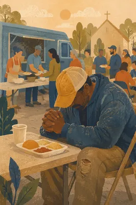 Prayerful Moment at Church Food Truck Festival