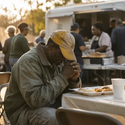 Prayerful Moment at Church Food Truck Festival