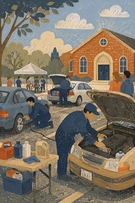 Church Volunteers Offering Free Car Care