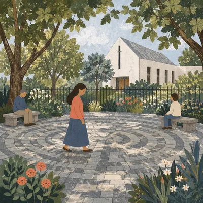 Quiet Church Garden Meditation Labyrinth Path