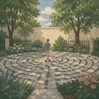 Peaceful Church Garden Labyrinth Walk