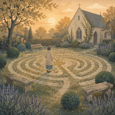 Sunrise Church Garden Labyrinth Meditation Path