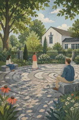 Quiet Church Garden Meditation Labyrinth Path