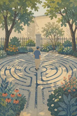 Peaceful Church Garden Labyrinth Walk
