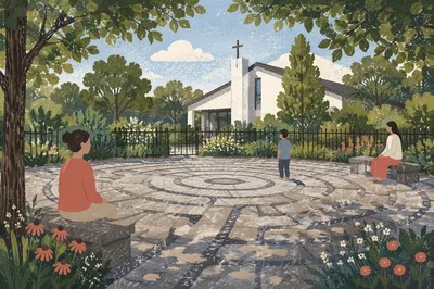 Quiet Church Garden Meditation Labyrinth Path