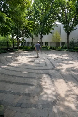 Peaceful Church Garden Prayer Labyrinth Walk