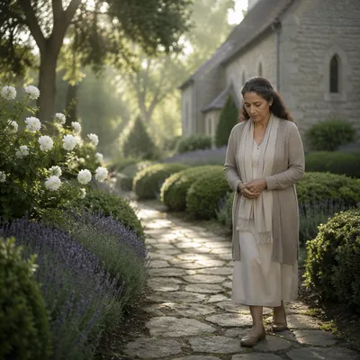Serene Church Garden Prayer Path Walk