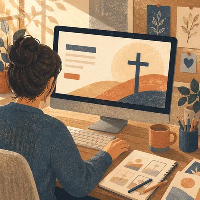 Church Volunteer Designing Service Graphic