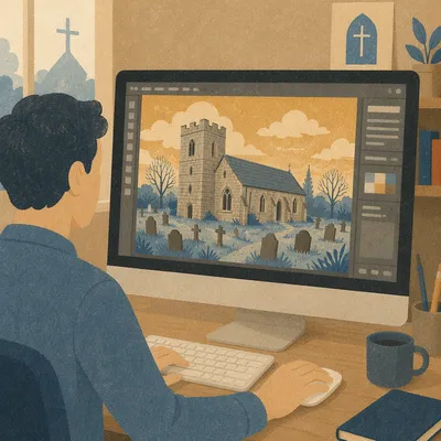 Church Designer Creating Rural Chapel Visual