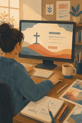 Church Volunteer Designing Service Graphic