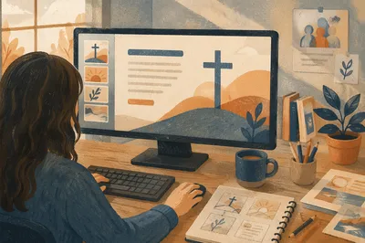 Church Volunteer Designing Service Graphic