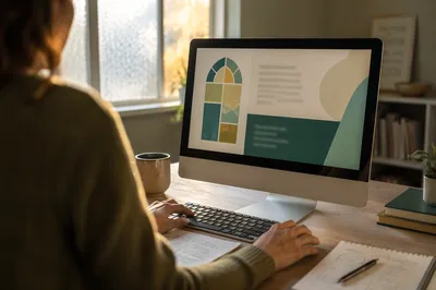 Church Volunteer Designing Event Graphic Screen