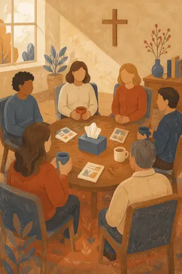 Church Grief Support Circle in Gentle Light