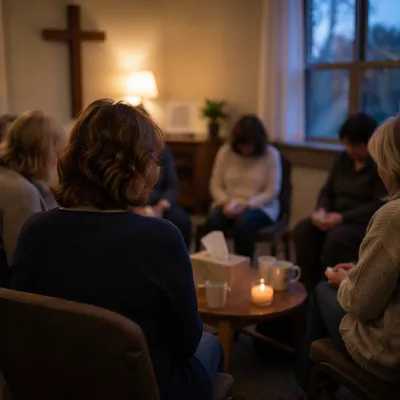 Church Grief Support Circle at Dusk
