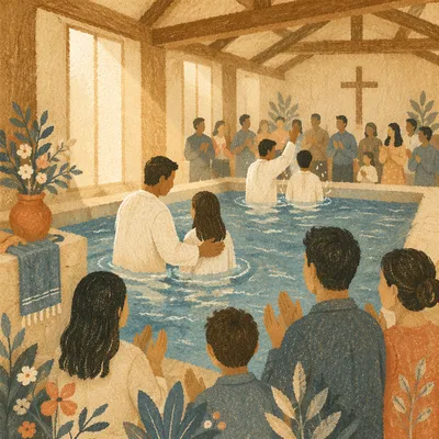 Joyful Multiple Baptism Church Celebration