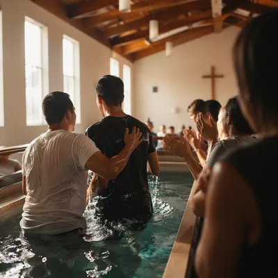 Joyful Multiple Baptism Church Celebration