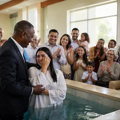 Baptism Celebration in Bright Modern Church Hall