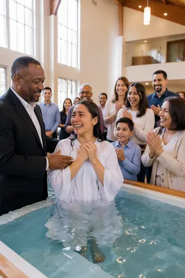 Baptism Celebration in Bright Modern Church Hall