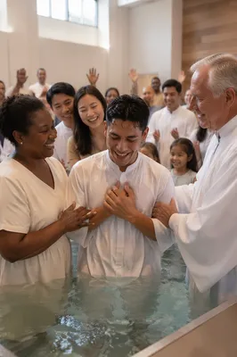 Church Baptism Celebration in Bright Worship Hall
