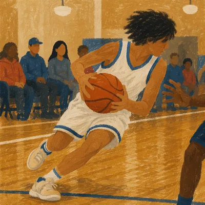 Youth Basketball Action in Church Gym