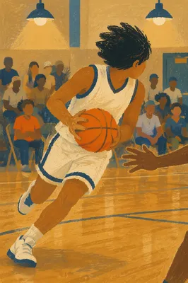 Youth Basketball Action in Church Gymnasium