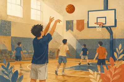 Youth Basketball in Church Gymnasium