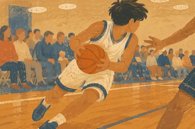 Youth Basketball Action in Church Gymnasium